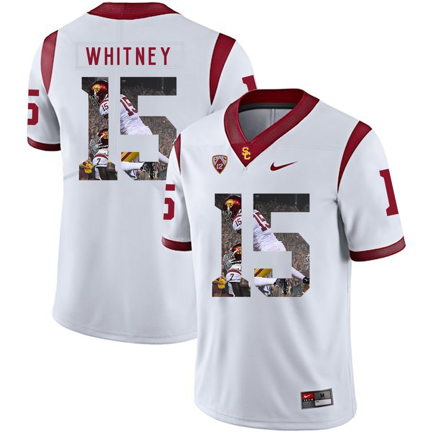 Men USC Trojans 15 Whitney White Fashion Edition Customized NCAA Jerseys